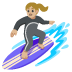 woman surfing: medium-light skin tone on Google