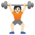 person lifting weights: light skin tone on Google
