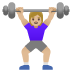 woman lifting weights: medium-light skin tone on Google