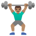 man lifting weights: medium skin tone on Google