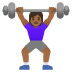 woman lifting weights: medium-dark skin tone on Google