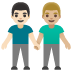 men holding hands: light skin tone, medium-light skin tone on Google