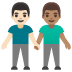 men holding hands: light skin tone, medium skin tone on Google