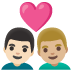 couple with heart: man, man, light skin tone, medium-light skin tone on Google