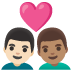 couple with heart: man, man, light skin tone, medium skin tone on Google