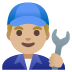 man mechanic: medium-light skin tone on Google