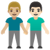 men holding hands: medium-light skin tone, light skin tone on Google
