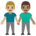 men holding hands: medium-light skin tone, medium skin tone on Google