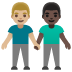 men holding hands: medium-light skin tone, dark skin tone on Google