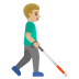 man with white cane facing right: medium-light skin tone on Google