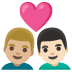 couple with heart: man, man, medium-light skin tone, light skin tone on Google