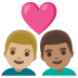 couple with heart: man, man, medium-light skin tone, medium skin tone on Google