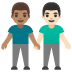 men holding hands: medium skin tone, light skin tone on Google