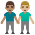 men holding hands: medium skin tone, medium-light skin tone on Google