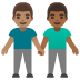 men holding hands: medium skin tone, medium-dark skin tone on Google