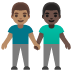 men holding hands: medium skin tone, dark skin tone on Google