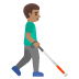man with white cane facing right: medium skin tone on Google