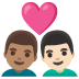 couple with heart: man, man, medium skin tone, light skin tone on Google