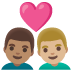 couple with heart: man, man, medium skin tone, medium-light skin tone on Google