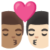 kiss: man, man, medium skin tone, light skin tone on Google