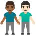 men holding hands: medium-dark skin tone, light skin tone on Google