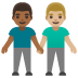 men holding hands: medium-dark skin tone, medium-light skin tone on Google