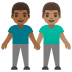 men holding hands: medium-dark skin tone, medium skin tone on Google