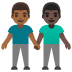 men holding hands: medium-dark skin tone, dark skin tone on Google