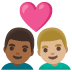 couple with heart: man, man, medium-dark skin tone, medium-light skin tone on Google