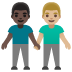 men holding hands: dark skin tone, medium-light skin tone on Google