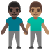 men holding hands: dark skin tone, medium skin tone on Google