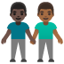 men holding hands: dark skin tone, medium-dark skin tone on Google
