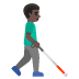 man with white cane facing right: dark skin tone on Google