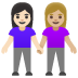women holding hands: light skin tone, medium-light skin tone on Google