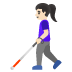 woman with white cane: light skin tone on Google