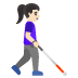 woman with white cane facing right: light skin tone on Google