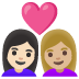 couple with heart: woman, woman, light skin tone, medium-light skin tone on Google