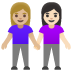 women holding hands: medium-light skin tone, light skin tone on Google