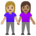 women holding hands: medium-light skin tone, medium skin tone on Google