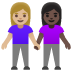 women holding hands: medium-light skin tone, dark skin tone on Google