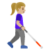 woman with white cane facing right: medium-light skin tone on Google