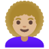 woman: medium-light skin tone, curly hair on Google