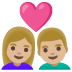 couple with heart: woman, man, medium-light skin tone on Google
