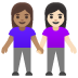 women holding hands: medium skin tone, light skin tone on Google