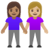 women holding hands: medium skin tone, medium-light skin tone on Google