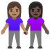 women holding hands: medium skin tone, dark skin tone on Google