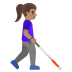 woman with white cane facing right: medium skin tone on Google