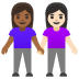 women holding hands: medium-dark skin tone, light skin tone on Google
