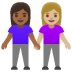 women holding hands: medium-dark skin tone, medium-light skin tone on Google