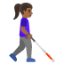 woman with white cane facing right: medium-dark skin tone on Google